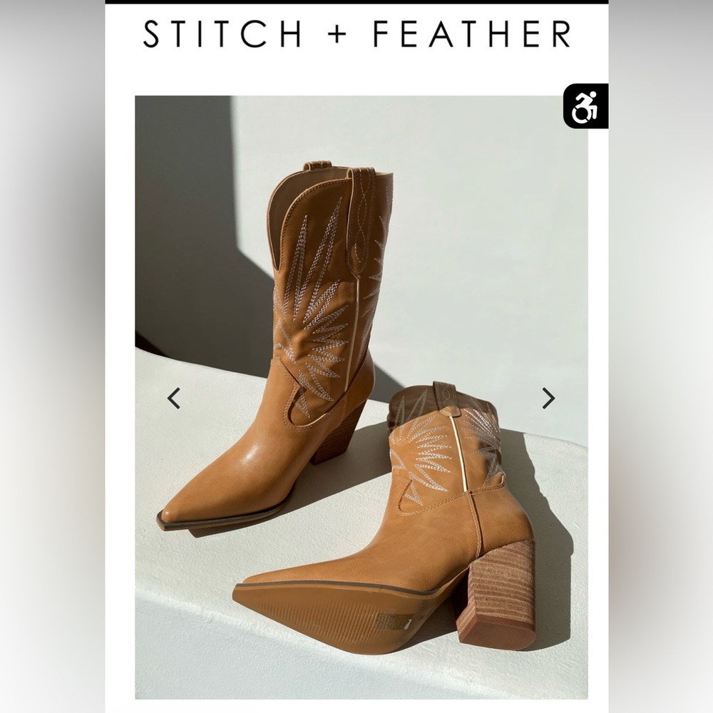 Stitch + Feather - Emersyn Boot In Tan - Size 6 - Worn Once